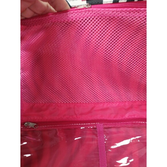Women’s Hanging Toiletry Travel Bag Zebra Stripe Pink Interior Organizer - Picture 8 of 16